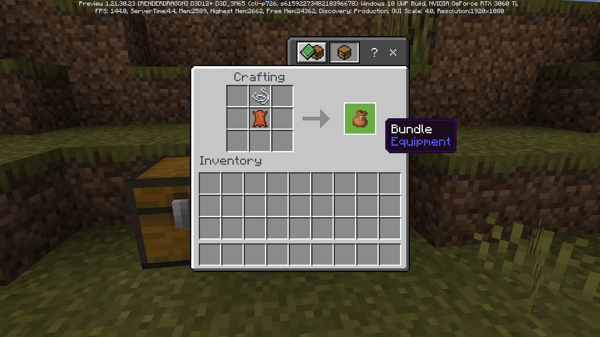 Bundle recipe (Image via Mojang)